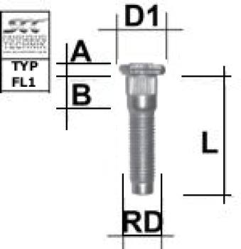 Knurled stud bolt M12X1,5 type FL1 - L: 49 mm