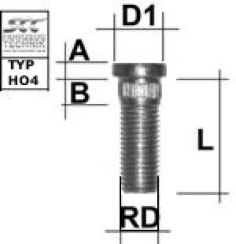 Knurled stud bolt M12X1,5 type HO4 - L: 35 mm