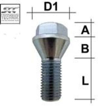 Wheel bolt M12X1,5 conical 60° type B5V - L: 19 - 26 mm