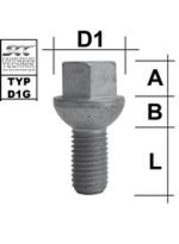 Wheel bolt M12X1,5 sphere R12 type D1G - L: 20 - 60 mm