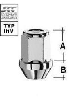 Radmutter 9/16 UNF Kegel 60° Typ H1V - H: 34 mm 