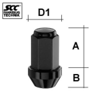 Wheel nut ALU M12x1,5 conical 60° type H34W - Höhe 40mm