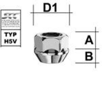 Radmutter M14X1,5 Kegel 60° Typ H5V - H: 16 mm 