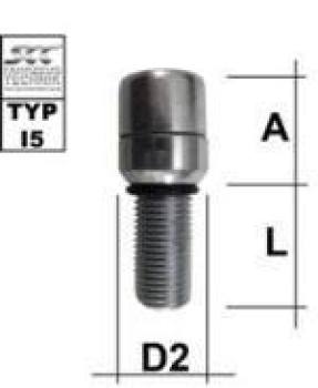 Radschraube DIN912 - VERZINKT - 10.9 M14X1,5 Kugel R13 zweiteilig Typ I5 - L: 13 - 108 mm