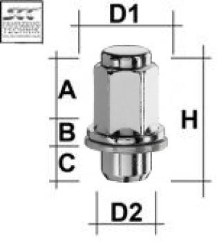 Wheel nut M12X1,5 flat collar type K5V - H: 47,5 mm