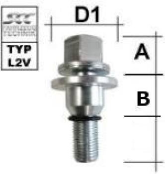 Radschraube M12X1,25 Flachbund zweiteilig Typ L2V - L: 35 - 59 mm