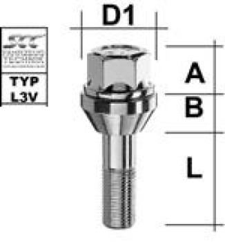 PCD offset bolt M12X1,25 conical 60° type L3V - L: 28 mm