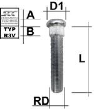 Rändelbolzen M12X1,25 Typ R3V - L: 30 - 62 mm