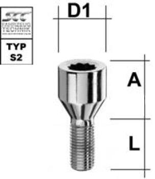 Sternschraube M12X1,25 Kegel 60° Typ S2V - L: 22 - 50 mm