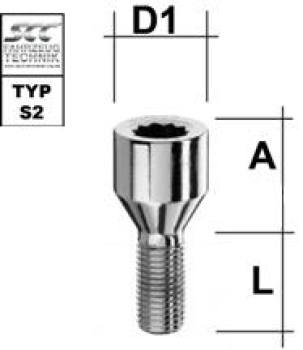 Star screw M12X1,5X20 type S2V - L: 20 - 55 mm