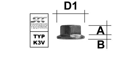 Wheel nut M16X1,5 flat collar type K3V - H: 16 mm