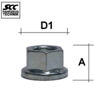 Wheel nut M16X1,5 flat collar type T8V - H: 17 mm