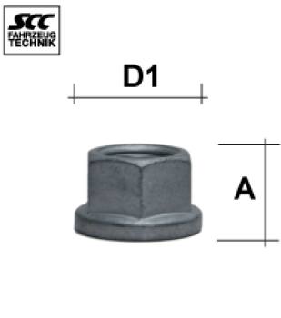 Wheel nut M18X1,5 flat collar type T9G - H: 19 mm 