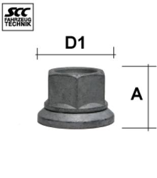 Radmutter 7/8 14UNF Flachbund Typ T4G - H: 30 mm 