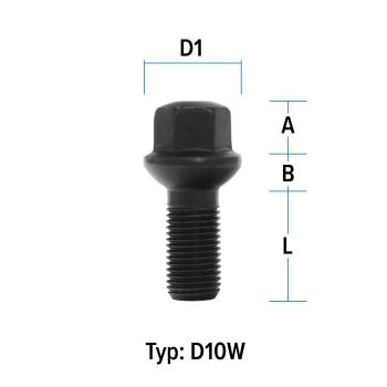 Radschraube M14X1,5 Kugel R14 Typ D10W - L: 27 mm