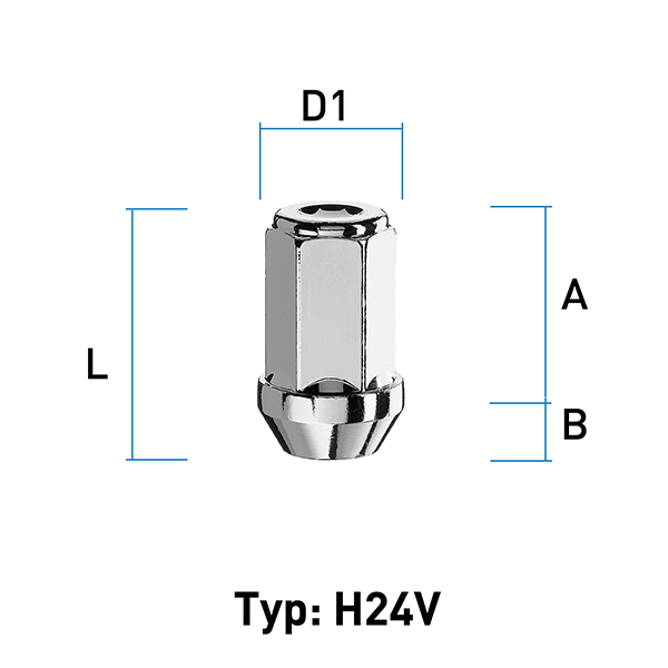 Spurverbreiterung - Radmutter M12X1,5 Kegel 60° Typ H24V - H: 41 mm