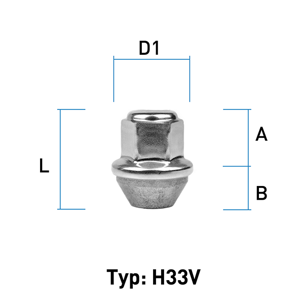 Spurverbreiterung - Radmutter M12X1,5 Kegel 60° Typ H33V - H: 30,9 mm