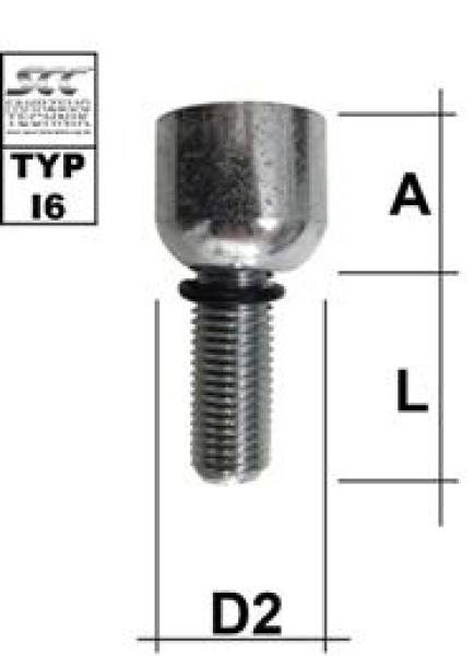 Wheel bolt DIN912 - galvanized - 10.9 M12X1,75 sphere R13 type I6 - L: 15 - 110 mm 